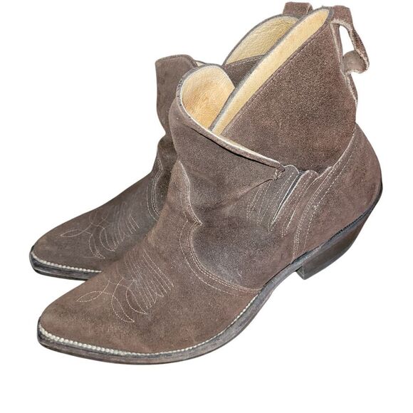 Boulet Men's Brown Suede Western Boots - Picture 1 of 5